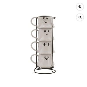 Set of Halloween Ghost Mugs with Stand NEW IN BOX